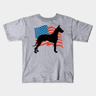 American USA Flag Great Dane Dog 4th of July GIft product Kids T-Shirt